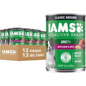 imageIAMS Proactive Health Adult Wet Dog Food Classic Ground with Chicken and Rice 13 oz Cans 6 Count Pack of 1Beef  Rice
