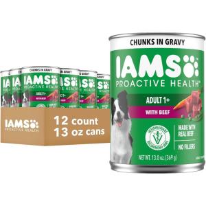 imageIAMS Proactive Health Adult Wet Dog Food Classic Ground with Chicken and Rice 13 oz Cans 6 Count Pack of 1Beef