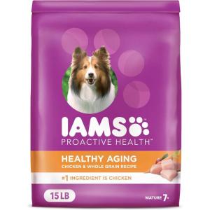 imageIAMS Proactive Health Healthy Aging Large Breed Dog Food for Mature and Senior Dogs with Real Chicken 15 lb BagChicken and Whole Grain