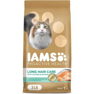 imageIAMS Proactive Health Long Hair Care Adult Dry Cat Food with Real Chicken ampamp Salmon 3 lb BagChicken