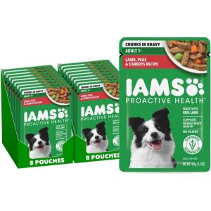 imageIAMS Proactive Health Adult Wet Dog Food Chicken Peas and Carrots Recipe 35 oz Pouch 16 Count Pack of 1Lamb
