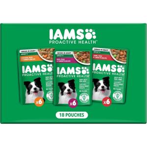 imageIAMS Proactive Health Adult Wet Dog Food Variety Pack 35 oz Pouch 18 Count